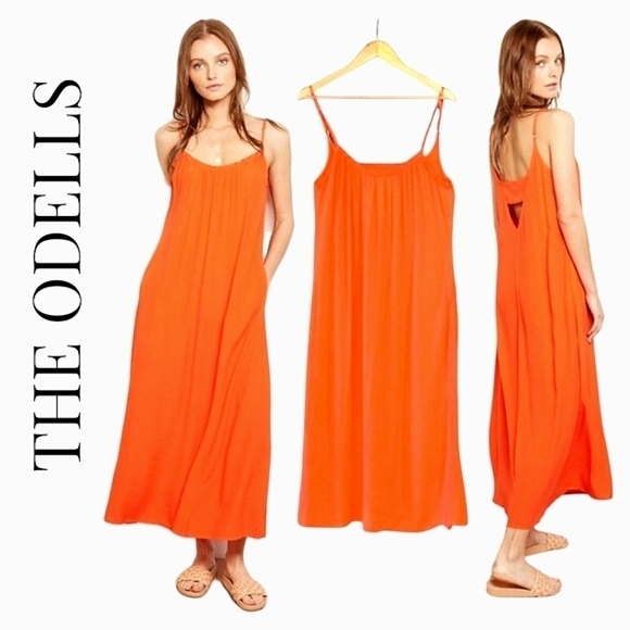 NEW** WHITHOUT TAGS*** ANTHROPOLOGIE, THE ODELLS, TANGELO, MIDI DRESS, SIZE M - Picture 1 of 6